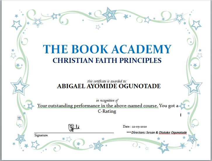 Bible college certificates in Nigeria